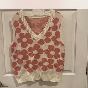 Charming Floral V-Neck Sweater Vest